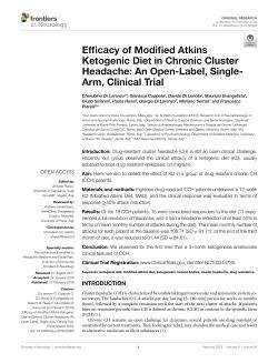 Modified Atkins Ketogenic Diet in Chronic Cluster Headache